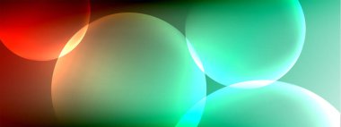 Vektör soyut arka plan sıvı baloncuk daireleri, gölgeler ve ışık efektleri ile sıvı gradyan. Metin için parlak tasarım şablonları