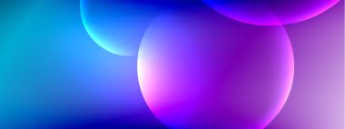 Vektör soyut arka plan sıvı baloncuk daireleri, gölgeler ve ışık efektleri ile sıvı gradyan. Metin için parlak tasarım şablonları