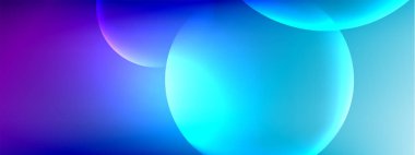 Vektör soyut arka plan sıvı baloncuk daireleri, gölgeler ve ışık efektleri ile sıvı gradyan. Metin için parlak tasarım şablonları