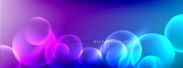 Vector abstract background liquid bubble circles on fluid gradient with shadows and light effects. Shiny design templates for text — Stock Vector