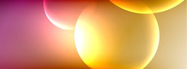 Vektör soyut arka plan sıvı baloncuk daireleri, gölgeler ve ışık efektleri ile sıvı gradyan. Metin için parlak tasarım şablonları