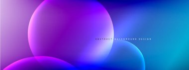 Vektör soyut arka plan sıvı baloncuk daireleri, gölgeler ve ışık efektleri ile sıvı gradyan. Metin için parlak tasarım şablonları