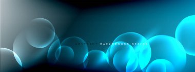 Vektör soyut arka plan sıvı baloncuk daireleri, gölgeler ve ışık efektleri ile sıvı gradyan. Metin için parlak tasarım şablonları