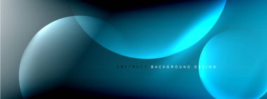 Vektör soyut arka plan sıvı baloncuk daireleri, gölgeler ve ışık efektleri ile sıvı gradyan. Metin için parlak tasarım şablonları