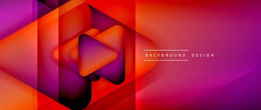 Üçgen geometrik soyut arkaplanı şekillendirir. Üç boyutlu gölge efektleri ve sıvı eğimleri. Metin mesajınız için modern üstüste bindirme formları duvar kağıdı