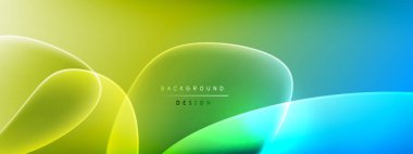 Vektör soyut arkaplan - sıvı kabarcıklar, gölgeler ve ışık efektleri ile sıvı gradyan şekiller. Metin için parlak tasarım şablonu