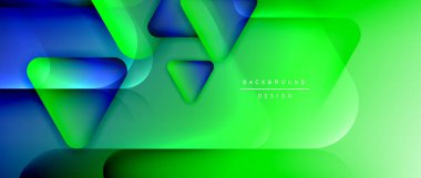 Üçgen geometrik soyut arkaplanı şekillendirir. Üç boyutlu gölge efektleri ve sıvı eğimleri. Metin mesajınız için modern üstüste bindirme formları duvar kağıdı