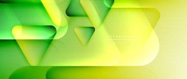 Üçgen geometrik soyut arkaplanı şekillendirir. Üç boyutlu gölge efektleri ve sıvı eğimleri. Metin mesajınız için modern üstüste bindirme formları duvar kağıdı