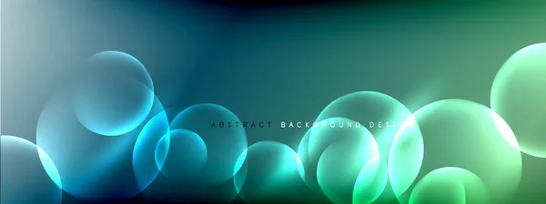 Vector abstract background liquid bubble circles on fluid gradient with shadows and light effects. Shiny design templates for text — Stock Vector