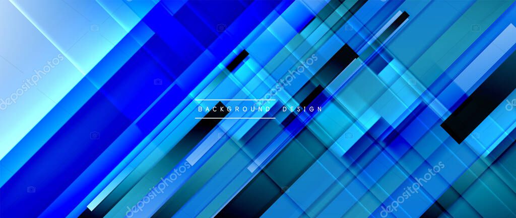 Dynamic lines on fluid color gradient. Trendy geometric abstract background for your text, logo or graphics