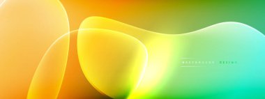 Vektör soyut arkaplan - sıvı kabarcıklar, gölgeler ve ışık efektleri ile sıvı gradyan şekiller. Metin için parlak tasarım şablonu