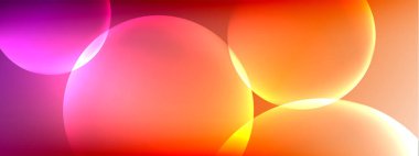 Vektör soyut arka plan sıvı baloncuk daireleri, gölgeler ve ışık efektleri ile sıvı gradyan. Metin için parlak tasarım şablonları