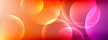 Vektör soyut arka plan sıvı baloncuk daireleri, gölgeler ve ışık efektleri ile sıvı gradyan. Metin için parlak tasarım şablonları