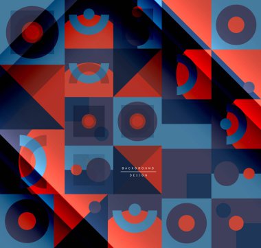 Neo memphis geometrik deseni daireler, kareler ve çizgilerle. Kapaklar, afişler, el ilanları ve posterler ve diğer şablonlar için pop sanatları soyut arka plan