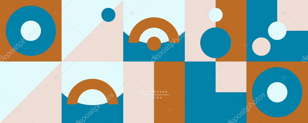 Neo memphis geometric pattern with circles, squares and lines. Pop art abstract background for covers, banners, flyers and posters and other templates