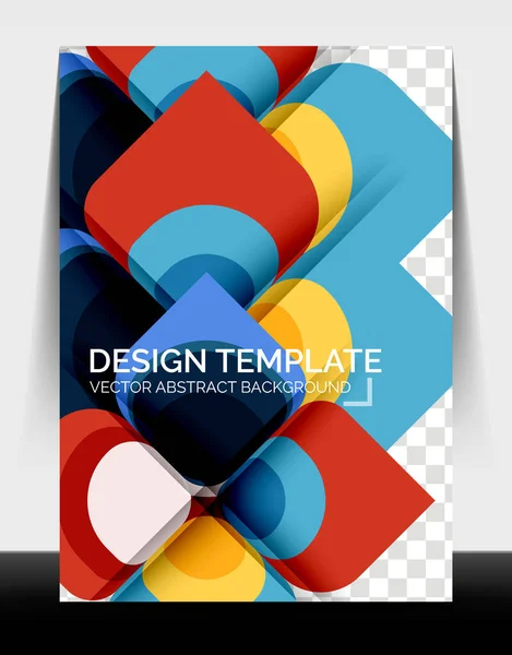 Modelo de folleto de informe anual empresarial, cubiertas de tamaño A4 creadas con patrones geométricos modernos — Vector de stock
