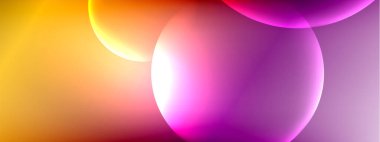 Vektör soyut arka plan sıvı baloncuk daireleri, gölgeler ve ışık efektleri ile sıvı gradyan. Metin için parlak tasarım şablonları