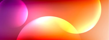 Vektör soyut arka plan sıvı baloncuk daireleri, gölgeler ve ışık efektleri ile sıvı gradyan. Metin için parlak tasarım şablonları