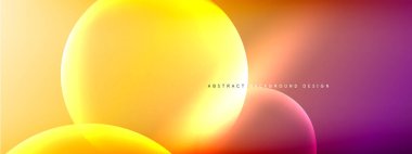 Vektör soyut arka plan sıvı baloncuk daireleri, gölgeler ve ışık efektleri ile sıvı gradyan. Metin için parlak tasarım şablonları