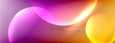 Vektör soyut arka plan sıvı baloncuk daireleri, gölgeler ve ışık efektleri ile sıvı gradyan. Metin için parlak tasarım şablonları