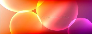 Vektör soyut arka plan sıvı baloncuk daireleri, gölgeler ve ışık efektleri ile sıvı gradyan. Metin için parlak tasarım şablonları