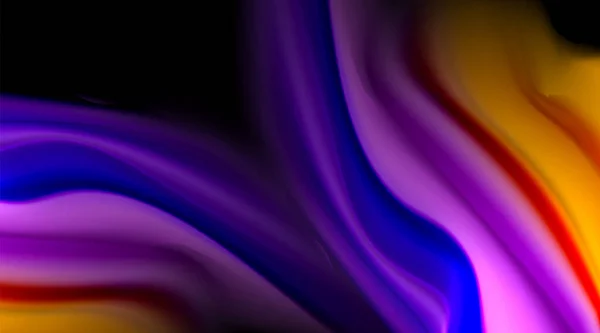 Vloeibare kleuren vloeistof gradiënten op zwarte achtergrond — Stockvector