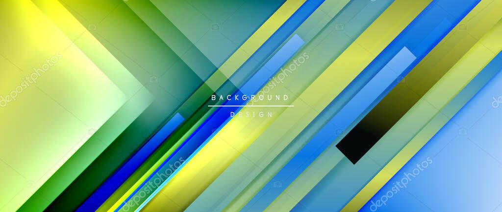 Dynamic lines on fluid color gradient. Trendy geometric abstract background for your text, logo or graphics