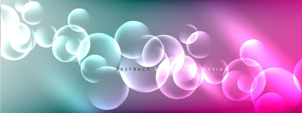 Vektor abstrakt bakgrund flytande bubbla cirklar på vätska lutning med skuggor och ljuseffekter. Glänsande designmallar för text — Stock vektor
