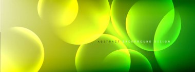 Vektör soyut arka plan sıvı baloncuk daireleri, gölgeler ve ışık efektleri ile sıvı gradyan. Metin için parlak tasarım şablonları