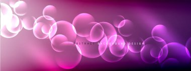 Vektör soyut arka plan sıvı baloncuk daireleri, gölgeler ve ışık efektleri ile sıvı gradyan. Metin için parlak tasarım şablonları