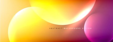 Vektör soyut arka plan sıvı baloncuk daireleri, gölgeler ve ışık efektleri ile sıvı gradyan. Metin için parlak tasarım şablonları