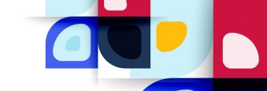 Soyut yuvarlak şekiller ve gölge efektleri tekrarlanan vektör modern geometrik arkaplan kümesi