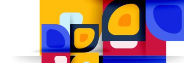 Soyut yuvarlak şekiller ve gölge efektleri tekrarlanan vektör modern geometrik arkaplan kümesi