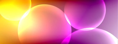 Vektör soyut arka plan sıvı baloncuk daireleri, gölgeler ve ışık efektleri ile sıvı gradyan. Metin için parlak tasarım şablonları