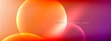 Vektör soyut arka plan sıvı baloncuk daireleri, gölgeler ve ışık efektleri ile sıvı gradyan. Metin için parlak tasarım şablonları