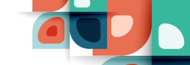 Soyut yuvarlak şekiller ve gölge efektleri tekrarlanan vektör modern geometrik arkaplan kümesi