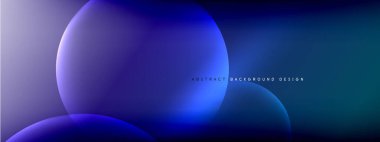 Vektör soyut arka plan sıvı baloncuk daireleri, gölgeler ve ışık efektleri ile sıvı gradyan. Metin için parlak tasarım şablonları