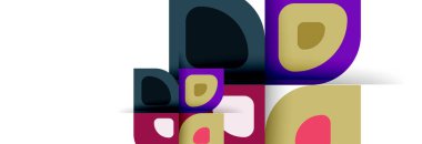 Soyut yuvarlak şekiller ve gölge efektleri tekrarlanan vektör modern geometrik arkaplan kümesi