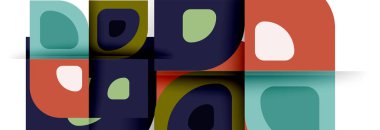 Soyut yuvarlak şekiller ve gölge efektleri tekrarlanan vektör modern geometrik arkaplan kümesi