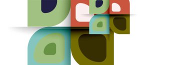 Soyut yuvarlak şekiller ve gölge efektleri tekrarlanan vektör modern geometrik arkaplan kümesi