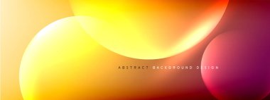 Vektör soyut arka plan sıvı baloncuk daireleri, gölgeler ve ışık efektleri ile sıvı gradyan. Metin için parlak tasarım şablonları