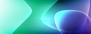 Vektör soyut arkaplan - sıvı kabarcıklar, gölgeler ve ışık efektleri ile sıvı gradyan şekiller. Metin için parlak tasarım şablonu