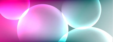 Vektör soyut arka plan sıvı baloncuk daireleri, gölgeler ve ışık efektleri ile sıvı gradyan. Metin için parlak tasarım şablonları