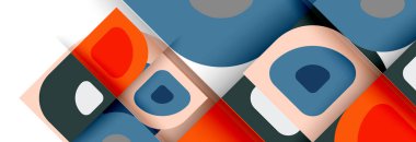 Soyut yuvarlak şekiller ve gölge efektleri tekrarlanan vektör modern geometrik arkaplan kümesi