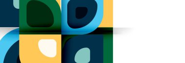 Soyut yuvarlak şekiller ve gölge efektleri tekrarlanan vektör modern geometrik arkaplan kümesi