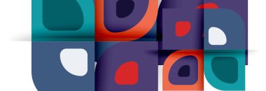 Soyut yuvarlak şekiller ve gölge efektleri tekrarlanan vektör modern geometrik arkaplan kümesi