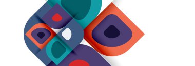 Soyut yuvarlak şekiller ve gölge efektleri tekrarlanan vektör modern geometrik arkaplan kümesi