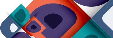 Soyut yuvarlak şekiller ve gölge efektleri tekrarlanan vektör modern geometrik arkaplan kümesi