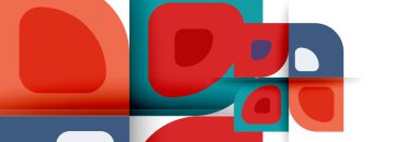 Soyut yuvarlak şekiller ve gölge efektleri tekrarlanan vektör modern geometrik arkaplan kümesi