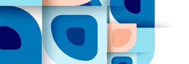 Soyut yuvarlak şekiller ve gölge efektleri tekrarlanan vektör modern geometrik arkaplan kümesi